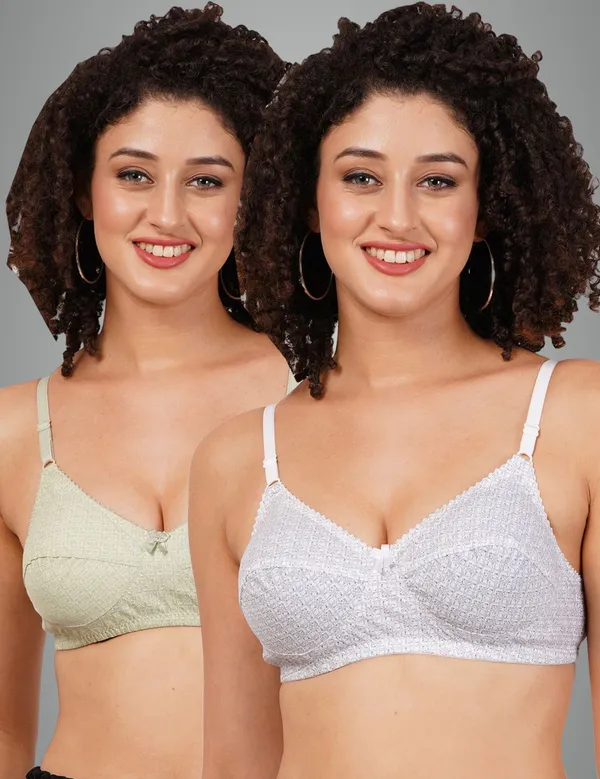 White_And_Green_Rajnimino_Everyday_Non_Padded_Bra_For_Women_Pack_Of_2