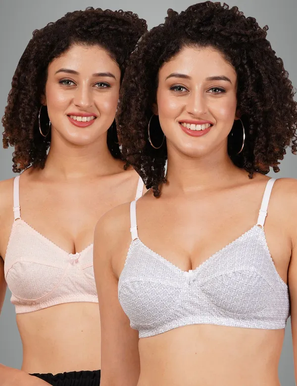 White_And_Orange_Rajnimino_Everyday_Non_Padded_Bra_For_Women_Pack_Of_2