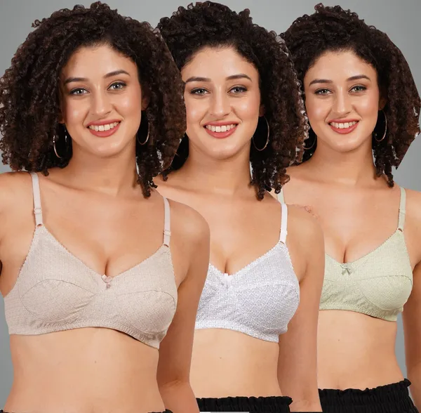 Brown,_White_And_Green_Rajni_Everyday_Non_Padded_Bra_For_Women_Pack_Of_3