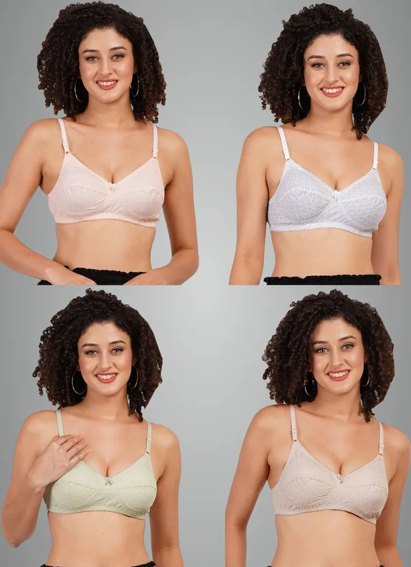 Orange,_White,_Brown_And_Green_Rajni_Everyday_Non_Padded_Bra_For_Women_Pack_Of_4