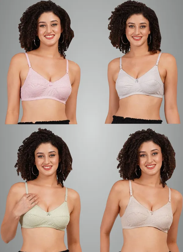 Pink,_Grey,_Brown_And_Green_Rajni_Everyday_Non_Padded_Bra_For_Women_Pack_Of_4