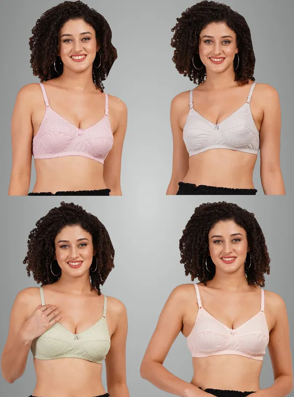 Pink,_Grey,_Green_And_Orange_Rajni_Everyday_Non_Padded_Bra_For_Women_Pack_Of_4