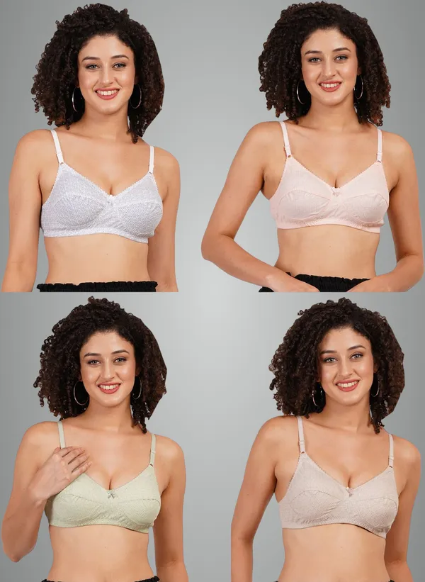 White,_Orange,_Brown_And_Green_Rajni_Everyday_Non_Padded_Bra_For_Women_Pack_Of_4