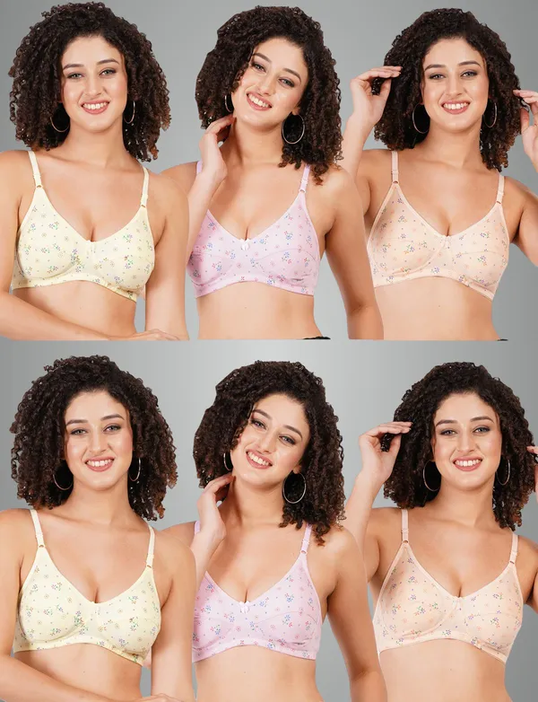Yellow,_Pink_And_Peach_Reshma_Everyday_Non_Padded_Bra_For_Women_Pack_Of_6