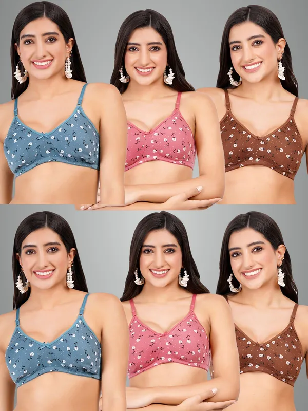 Blue,_Onion_And_Brown_Rosemould_Tshirt_Non_Padded_Bra_For_Women_Pack_Of_6