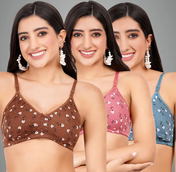 Brown,_Onion_And_Blue_Rosemould_Tshirt_Non_Padded_Bra_For_Women_Pack_Of_3