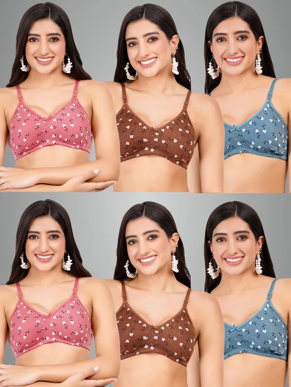 Onion,_Brown_And_Blue_Rosemould_Tshirt_Non_Padded_Bra_For_Women_Pack_Of_6