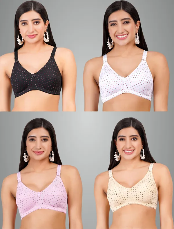 Black,_White,_Pink_And_Skin_Rupalidot_Minimizer_Non_Padded_Bra_For_Women_Pack_Of_4