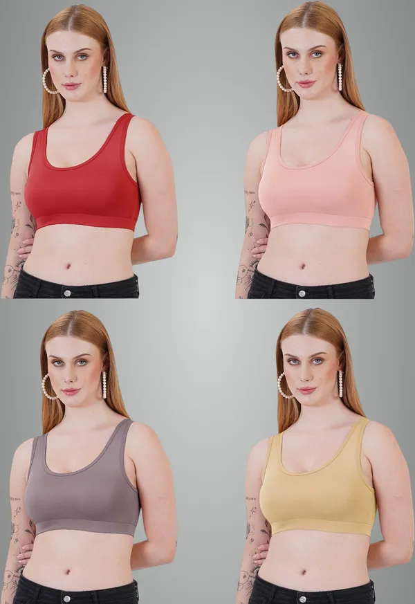 Maroon,_Peach,_Neude_And_Dark_Grey_Sports_Non_Padded_Bra_For_Women_Pack_Of_4