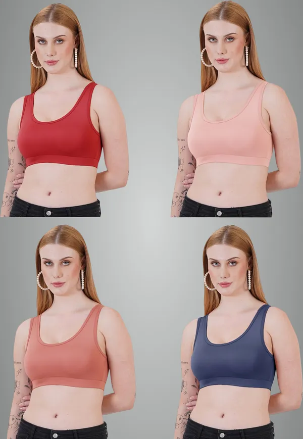 Maroon,_Peach,_Rust_And_Navy_Blue_Sports_Non_Padded_Bra_For_Women_Pack_Of_4