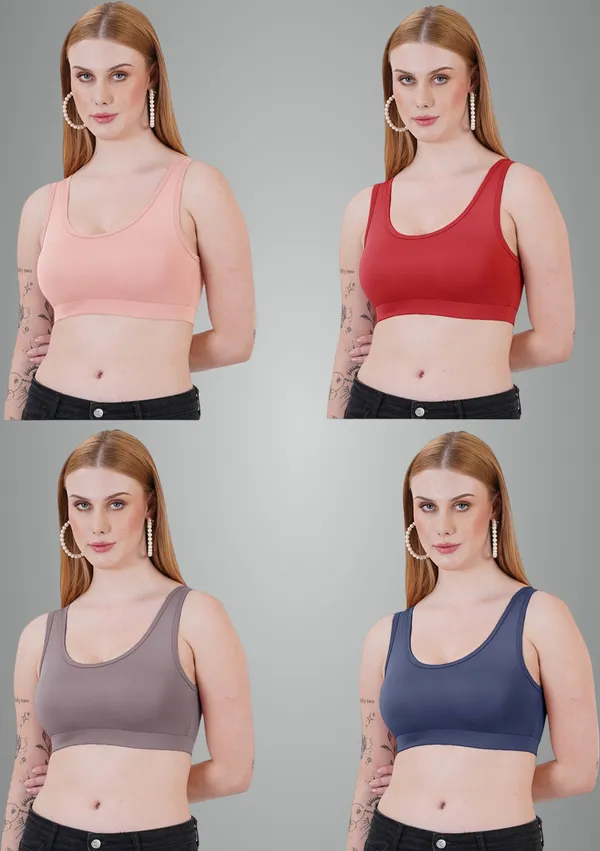 Peach,_Maroon,_Dark_Grey_And_Navy_Blue_Sports_Non_Padded_Bra_For_Women_Pack_Of_4