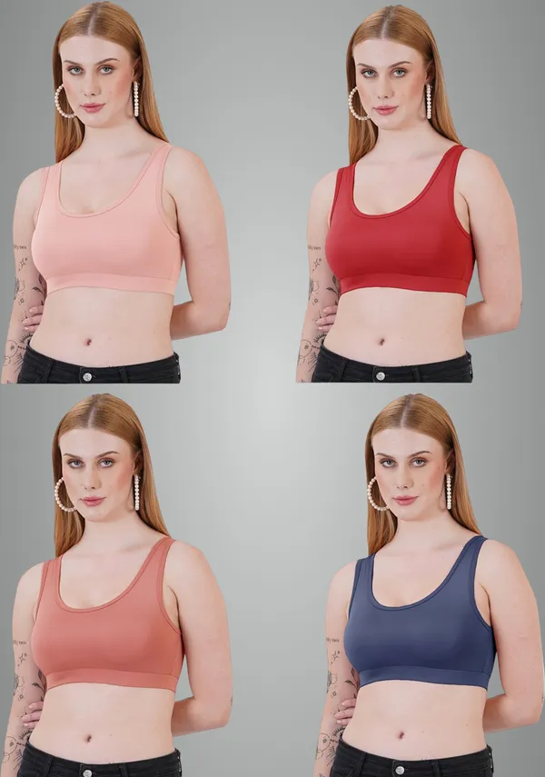 Peach,_Maroon,_Rust_And_Navy_Blue_Sports_Non_Padded_Bra_For_Women_Pack_Of_4