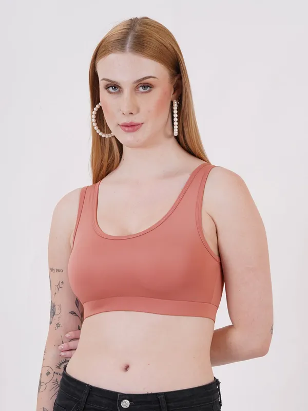 Peach_And_Rust_Sb04_Sports_Non_Padded_Bra_For_Women_Pack_Of_2