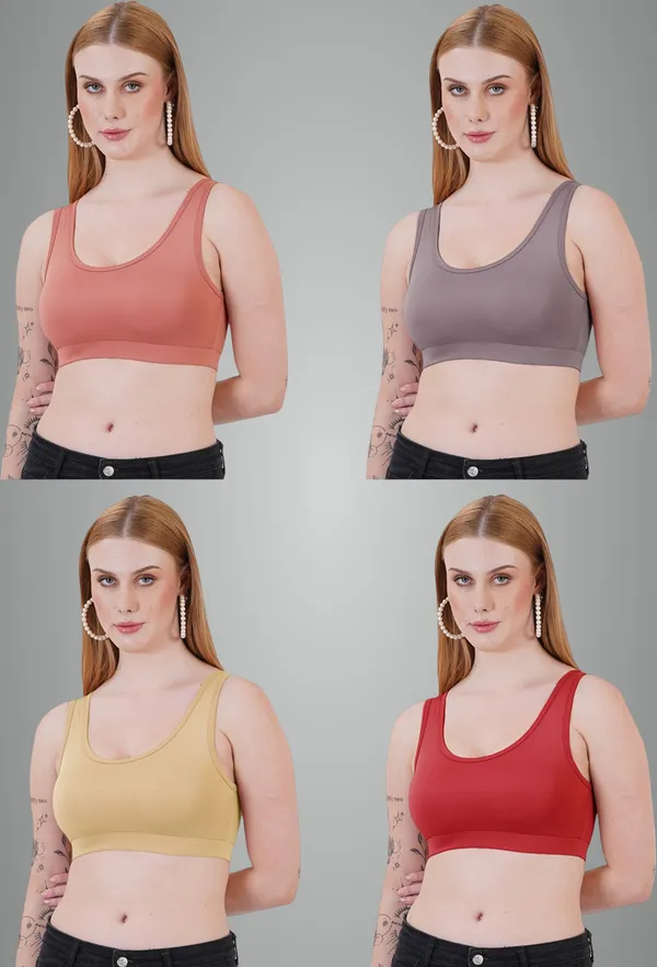 Rust,_Dark_Grey,_Neude_And_Maroon_Sports_Non_Padded_Bra_For_Women_Pack_Of_4