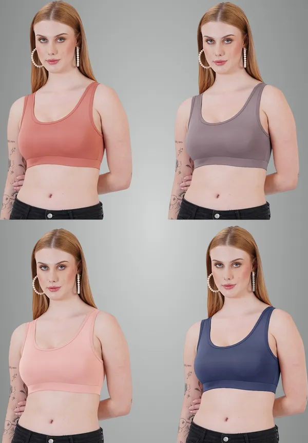 Rust,_Dark_Grey,_Peach_And_Navy_Blue_Sports_Non_Padded_Bra_For_Women_Pack_Of_4