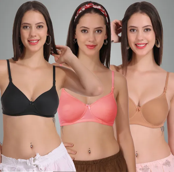 Black,_Carrot_And_Neude_Softpad_Tshirt_Lightly_Padded_Bra_For_Women_Pack_Of_3