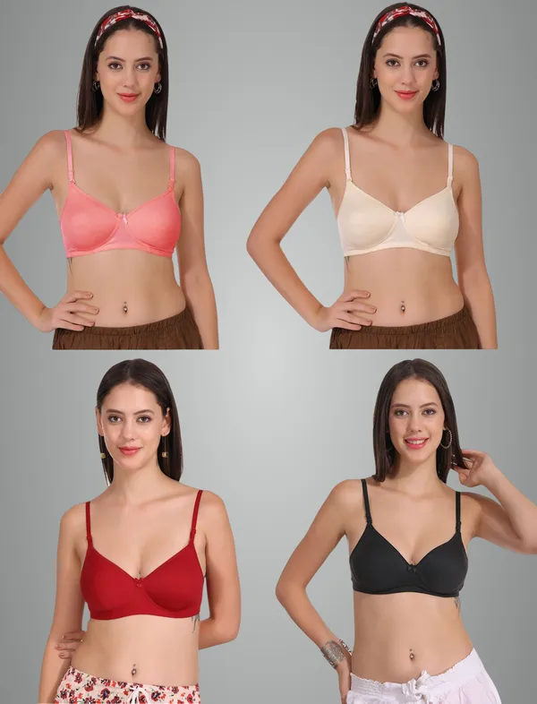 Carrot,_Skin,_Black_And_Maroon_Softpad_Everyday_Lightly_Padded_Bra_For_Women_Pack_Of_4