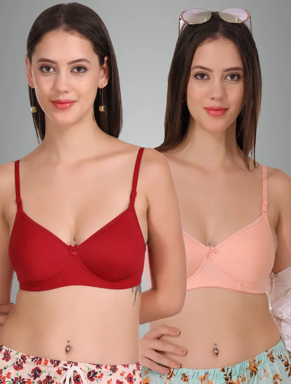 Maroon_And_Peach_Softpad_Everyday_Lightly_Padded_Bra_For_Women_Pack_Of_2