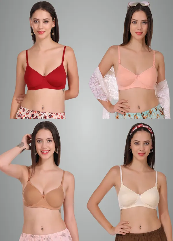 Maroon,_Peach,_Skin_And_Neude_Softpad_Tshirt_Lightly_Padded_Bra_For_Women_Pack_Of_4