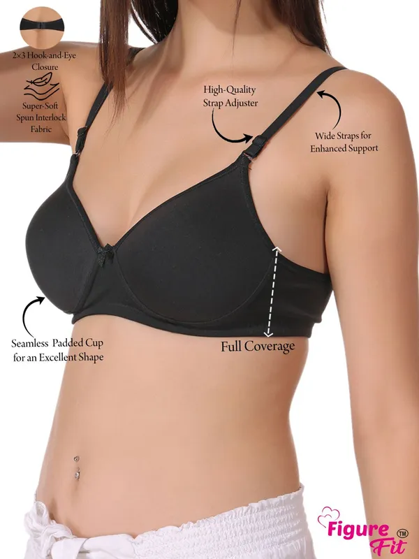 Neude,_Black,_Skin_And_Maroon_Softpad_Tshirt_Lightly_Padded_Bra_For_Women_Pack_Of_4