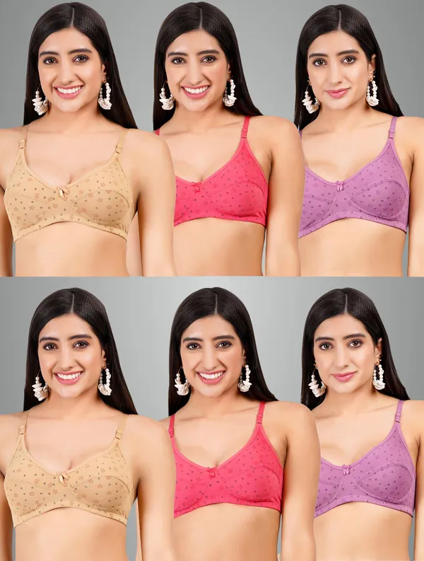 Brown,_Pink_And_Purple_Star_Everyday_Non_Padded_Bra_For_Women_Pack_Of_6