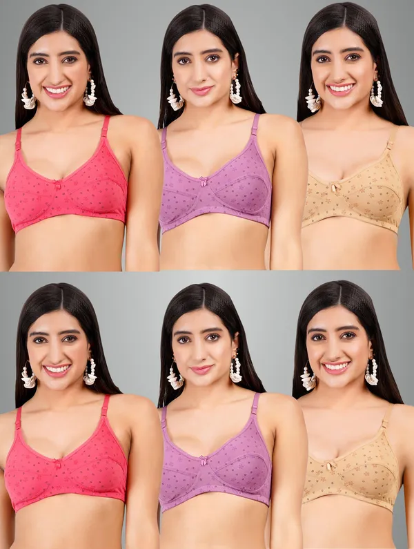 Pink,_Purple_And_Brown_Star_Everyday_Non_Padded_Bra_For_Women_Pack_Of_6