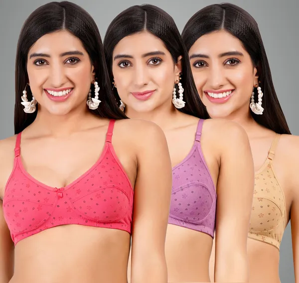 Pink,_Purple_And_Brown_Star_Everyday_Non_Padded_Bra_For_Women_Pack_Of_3