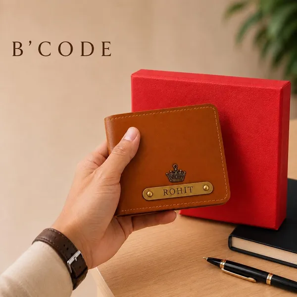 Tan_Personalized_Leather_Wallet_With_Charm_Gift_Set_For_Men