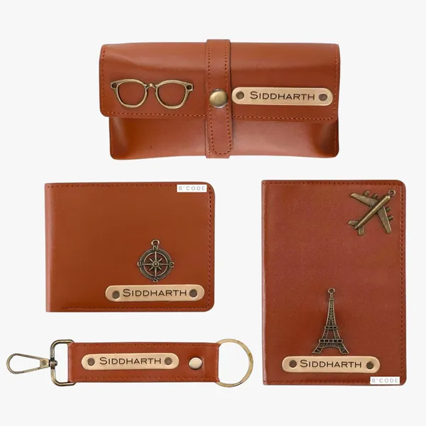 Tan_Personalized_Leather_Wallet_With_Charm_Gift_Set_For_Men