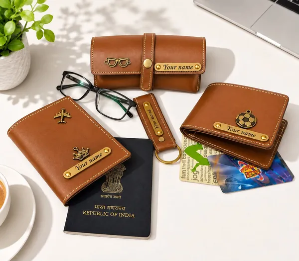 Tan_Personalized_Leather_Wallet_With_Charm_Gift_Set_For_Men