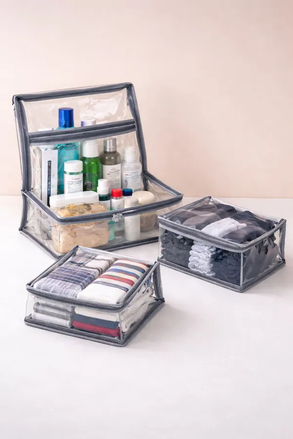AERIS_Clear_Collection_–_Premium_3_Piece_Transparent_Storage_Pouch_Set_with_Structured_Frame,_Reinforced_Carry_Handle_&_Durable_PVC_Body_|_Elegant_Wardrobe_&_Travel_Organizer_Combo_for_Toiletries,_Cosmetics,_Socks_&_Essentials