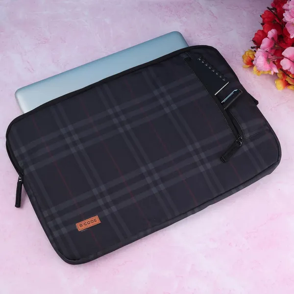 B'CODE_Premium_Black_Padded_Laptop_Sleeve_Bag_with_Handles_&_Charger_Pocket_(Fits_up_to_15.6_Inch_Laptops)