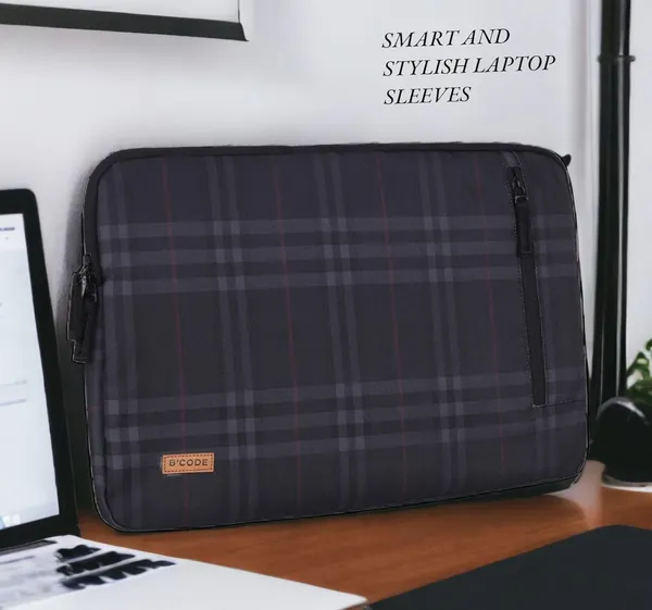 B'CODE_Premium_Black_Padded_Laptop_Sleeve_Bag_with_Handles_&_Charger_Pocket_(Fits_up_to_15.6_Inch_Laptops)