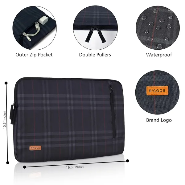 B'CODE_Premium_Black_Padded_Laptop_Sleeve_Bag_with_Handles_&_Charger_Pocket_(Fits_up_to_15.6_Inch_Laptops)
