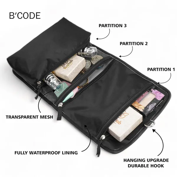BCODE_Black_Foldable_Travel_Hanging_Toiletry_Bag_For_Unisex