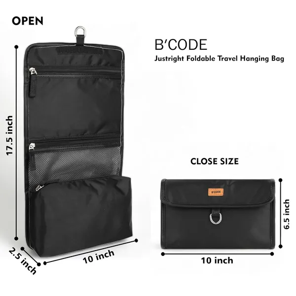 BCODE_Black_Foldable_Travel_Hanging_Toiletry_Bag_For_Unisex