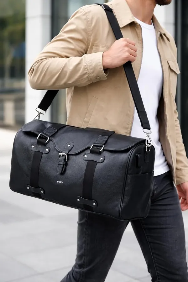 BCODE_TECHNO_Black_Travel_Duffel_Bag_With_Usb_Port_For_Unisex