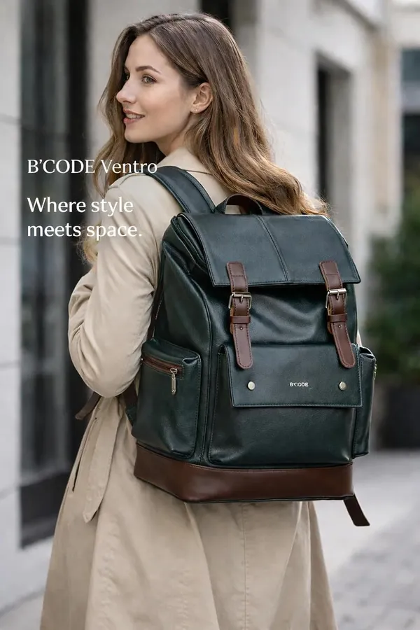 Ventro_Bottle_Green_Vegan_Leather_Laptop_Backpack_For_Unisex