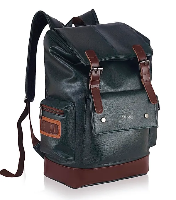 Ventro_Bottle_Green_Vegan_Leather_Laptop_Backpack_For_Unisex