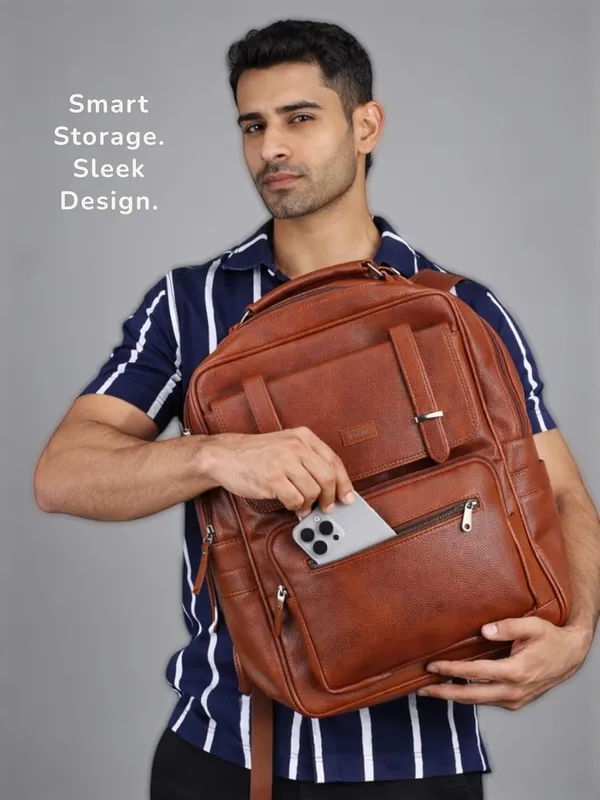 BCODE_Tan_Primepro_Laptop_Backpack_For_Unisex