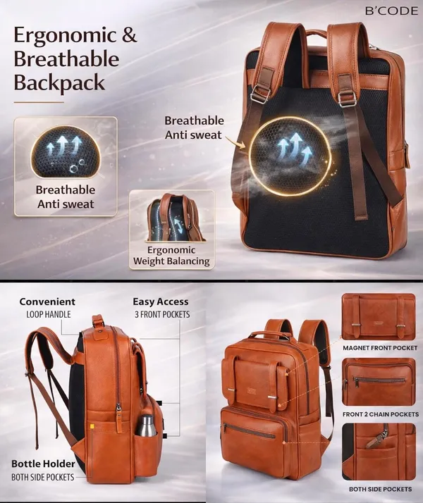 BCODE_Tan_Primepro_Laptop_Backpack_For_Unisex