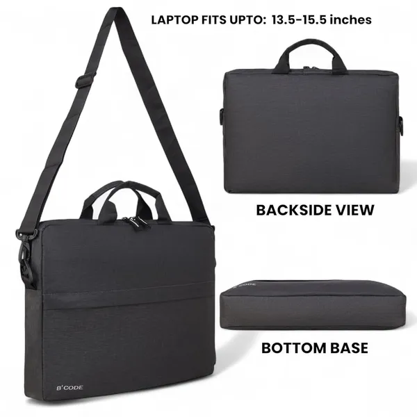 B'CODE_Premium_Black_Laptop_Bag_with_Handle_&_Detachable_Shoulder_Strap_for_Men_&_Women_(Fits_up_to_15.6_Inch_Laptops)