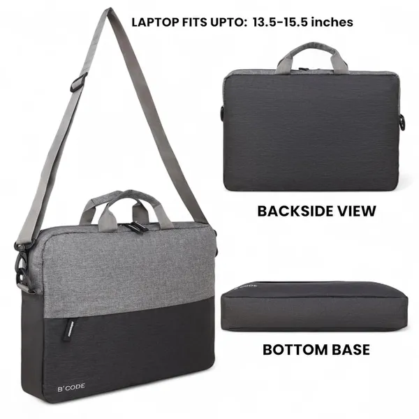 B'CODE_Premium_Grey_Laptop_Bag_with_Handle_&_Detachable_Shoulder_Strap_for_Men_&_Women_(Fits_up_to_15.6_Inch_Laptops)