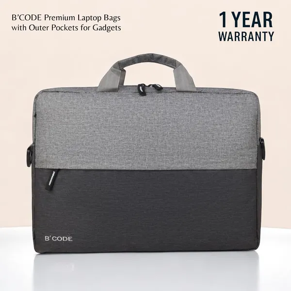 B'CODE_Premium_Grey_Laptop_Bag_with_Handle_&_Detachable_Shoulder_Strap_for_Men_&_Women_(Fits_up_to_15.6_Inch_Laptops)