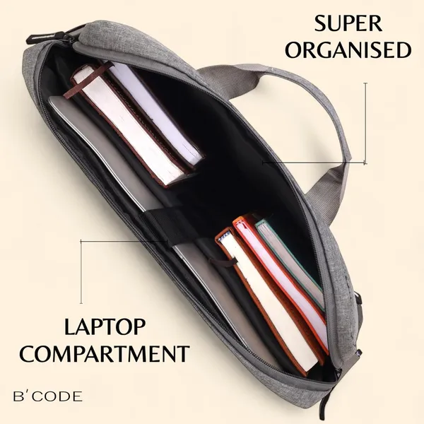 B'CODE_Light_Grey_Laptop_Bag_with_Handles_&_Front_Pockets_for_Men_&_Women_(Fits_up_to_15.6_Inch_Laptops)