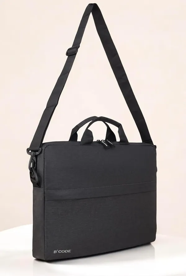 B'CODE_Light_Black_Laptop_Bag_with_Handles_&_Dual_Front_Pockets_for_Men_&_Women_(Fits_up_to_15.6_Inch_Laptops)