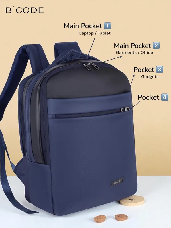 BCODE_AIRPRO_Blue_Laptop_Backpack_With_Cordura_And_Vegan_Leather_For_Unisex