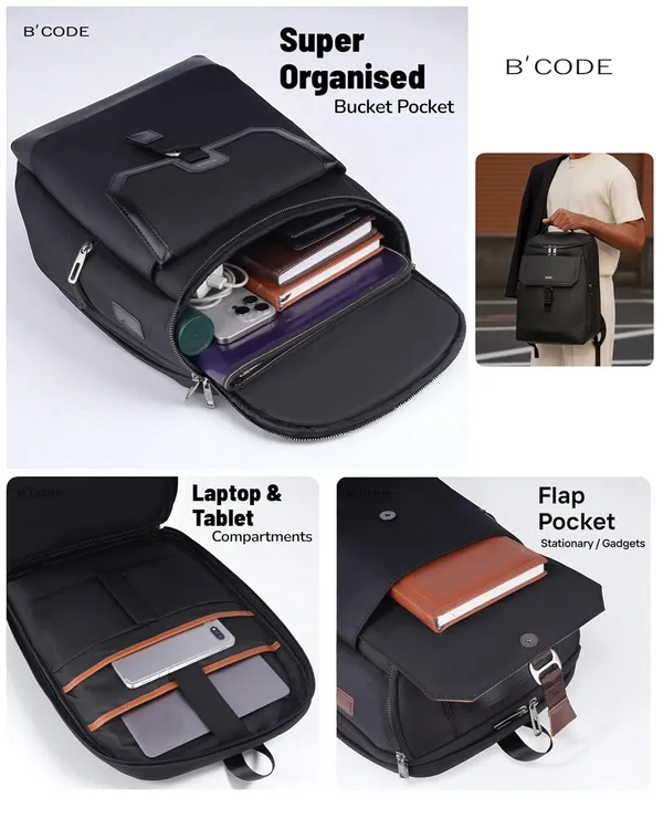 B'CODE_Duron_15.6_Inch_Premium_Laptop_Backpack_with_Cordura_Fabric_&_Vegan_Leather_Accents_for_Men_&_Women