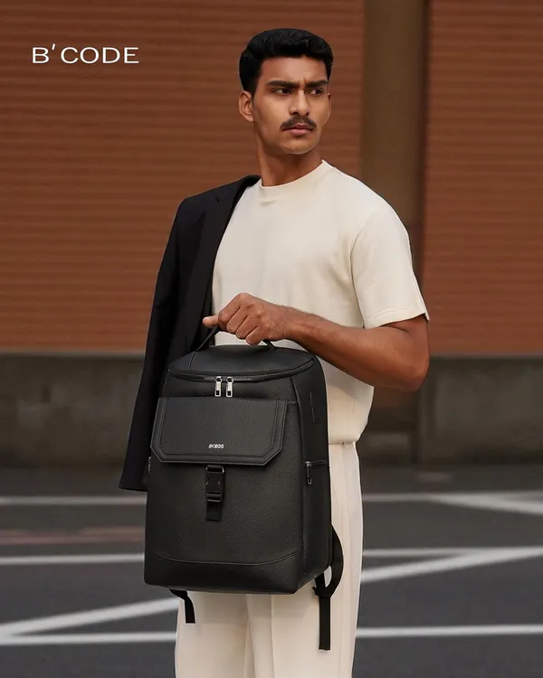 B'CODE_Duron_15.6_Inch_Premium_Laptop_Backpack_with_Cordura_Fabric_&_Vegan_Leather_Accents_for_Men_&_Women