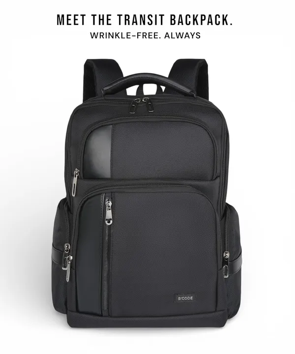BCODE_TRANSIT_Black_Laptop_Backpack_For_Unisex